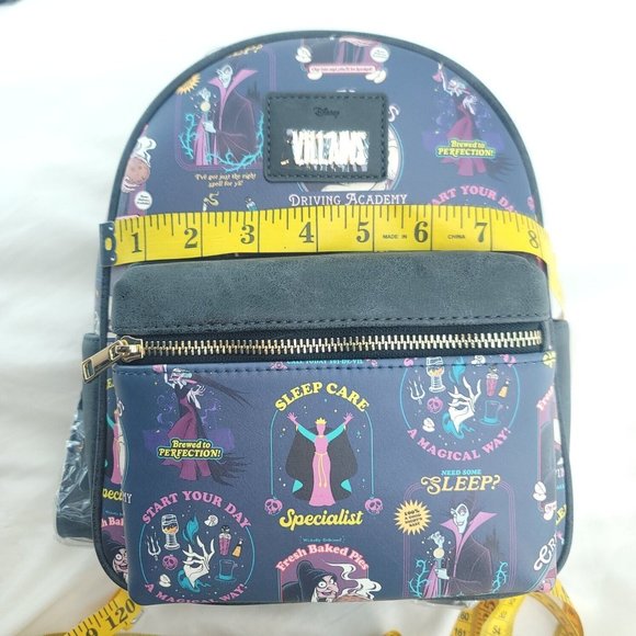 Disney Blue Villains Multicolor Adjustable Strap Outer Pockets Mini Backpack - Picture 10 of 14